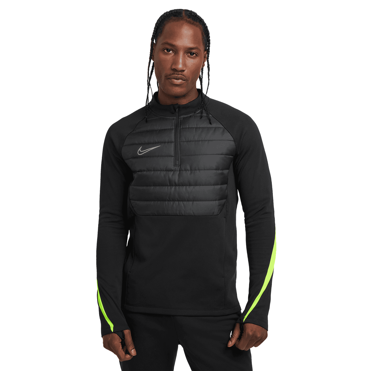 nike Academy Winter Warrior Men’s Therma Fit Half Zip Top Black Volt Reflective Silver