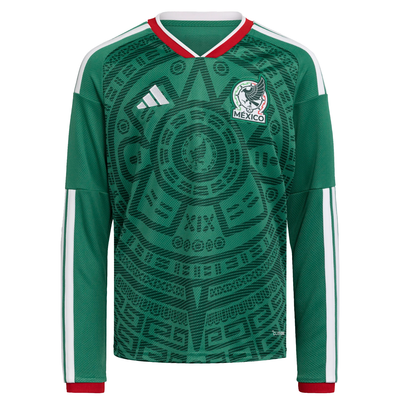 adidas Mexico 2026 Youth Home Stadium Long Sleeve Jersey