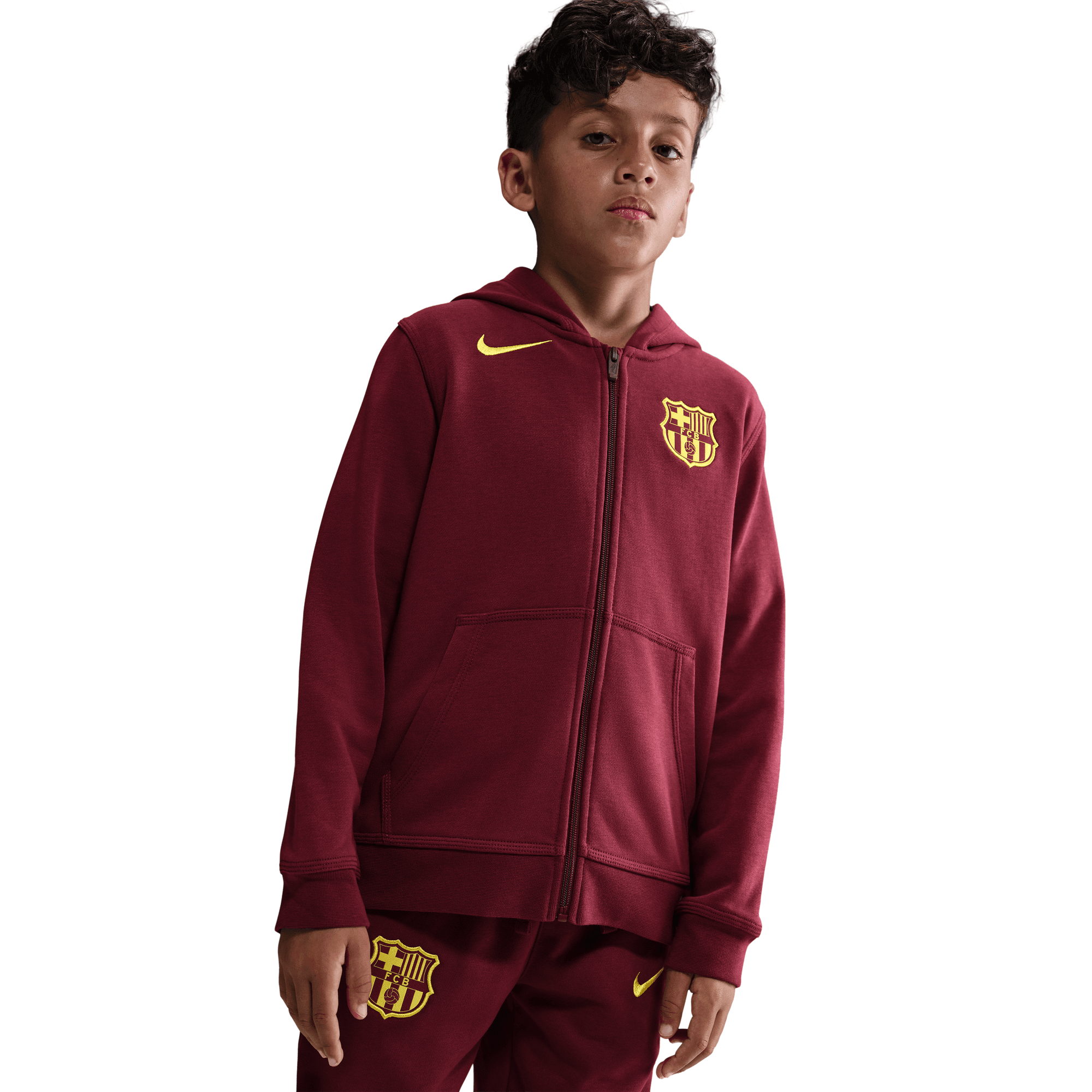 Sudadera con capucha Nike FC Barcelona para niños con cremallera completa