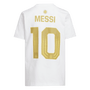 Camiseta adidas Argentina Messi #10 para jóvenes, color blanco