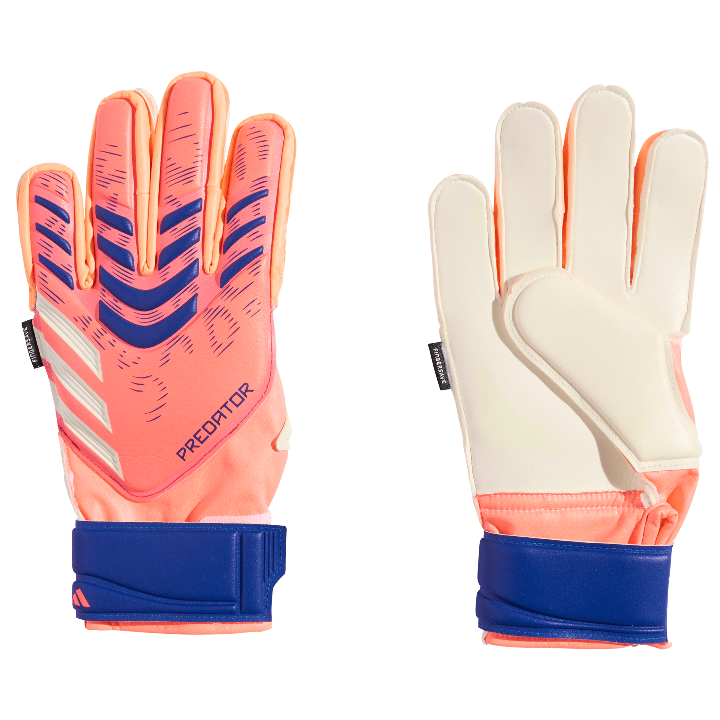 adidas Predator Youth Fingersave Goalkeeper Gloves Signal Coral White Lucid Blue