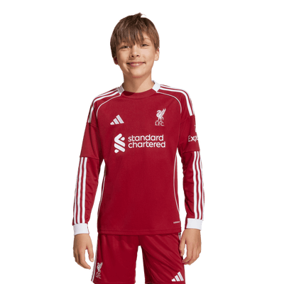 adidas Liverpool FC 2025 26 Youth Home Long Sleeve Stadium Jersey