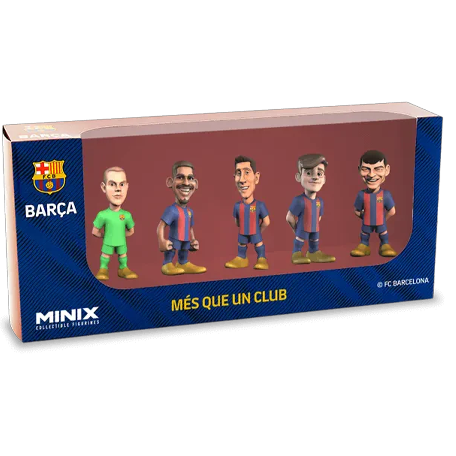 Minix FC Barcelona 7cm Figurines 5 Pack Araujo Ter Stegen Lewandowski Gavi Pedri