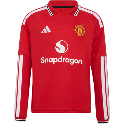 Camiseta de estadio de manga larga adidas Manchester United Home 2026-27 para jóvenes