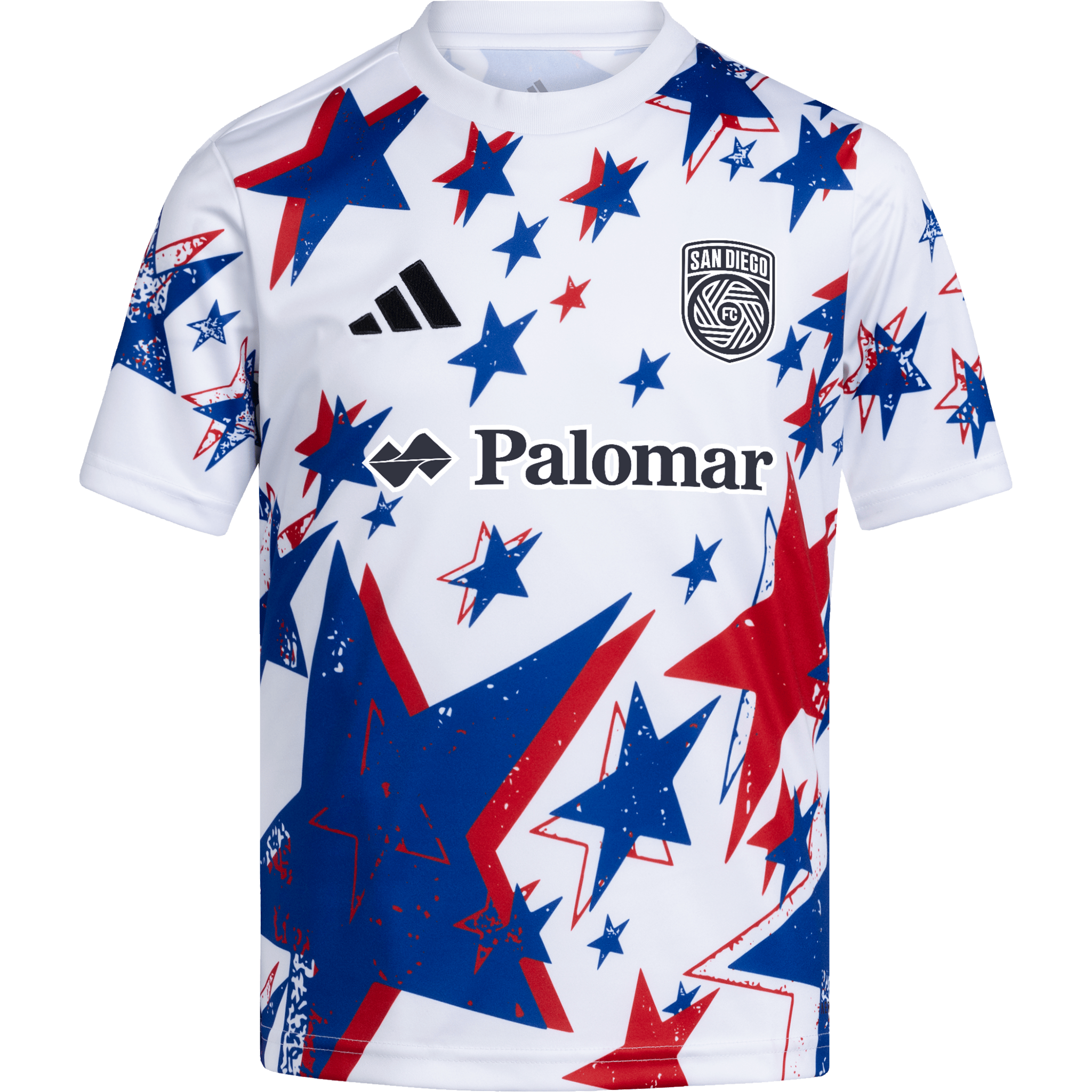 Playera Adidas para Jóvenes San Diego FC 2026 MLS Americana Pre-Partido