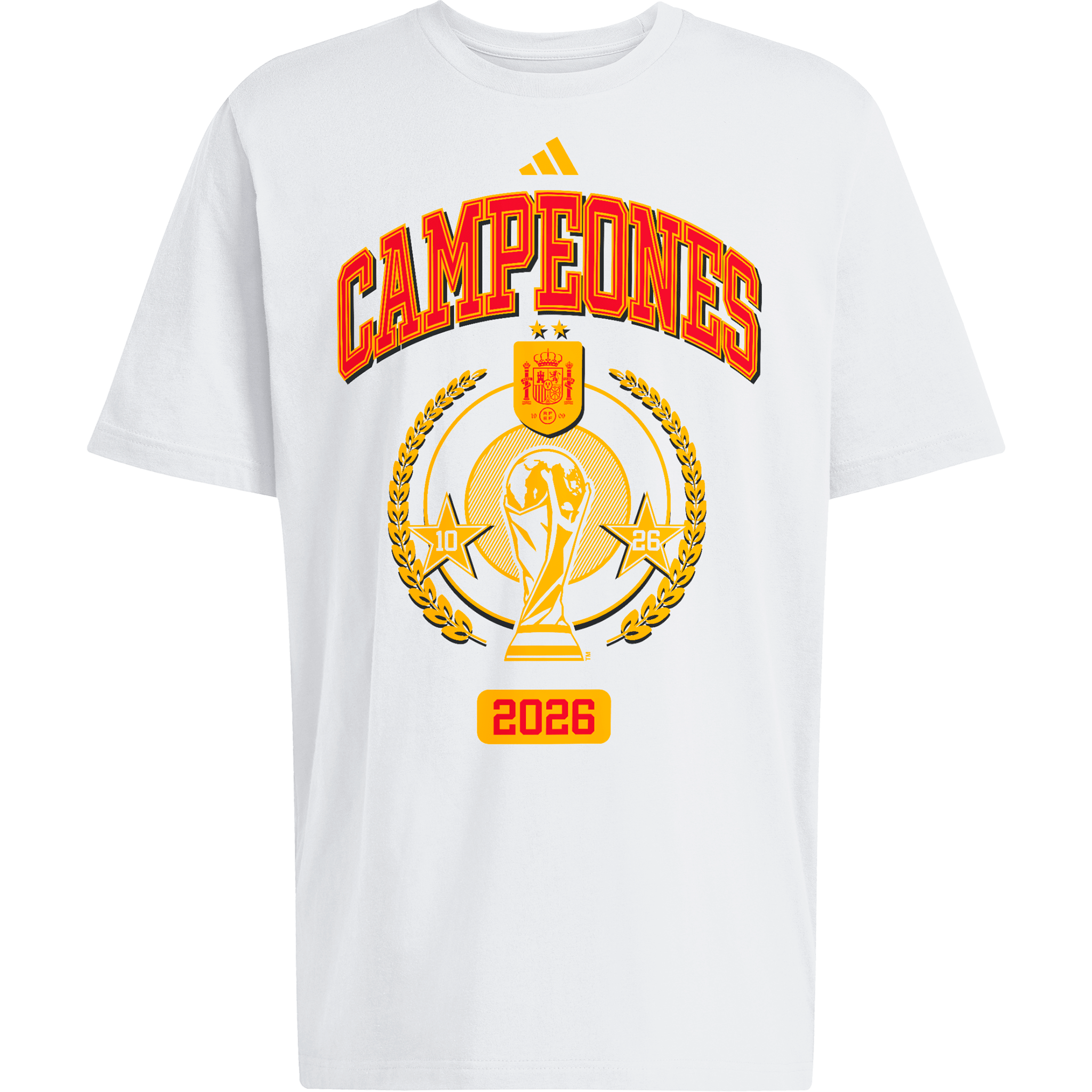 adidas Spain Men's White 2026 World Cup Champions Tee