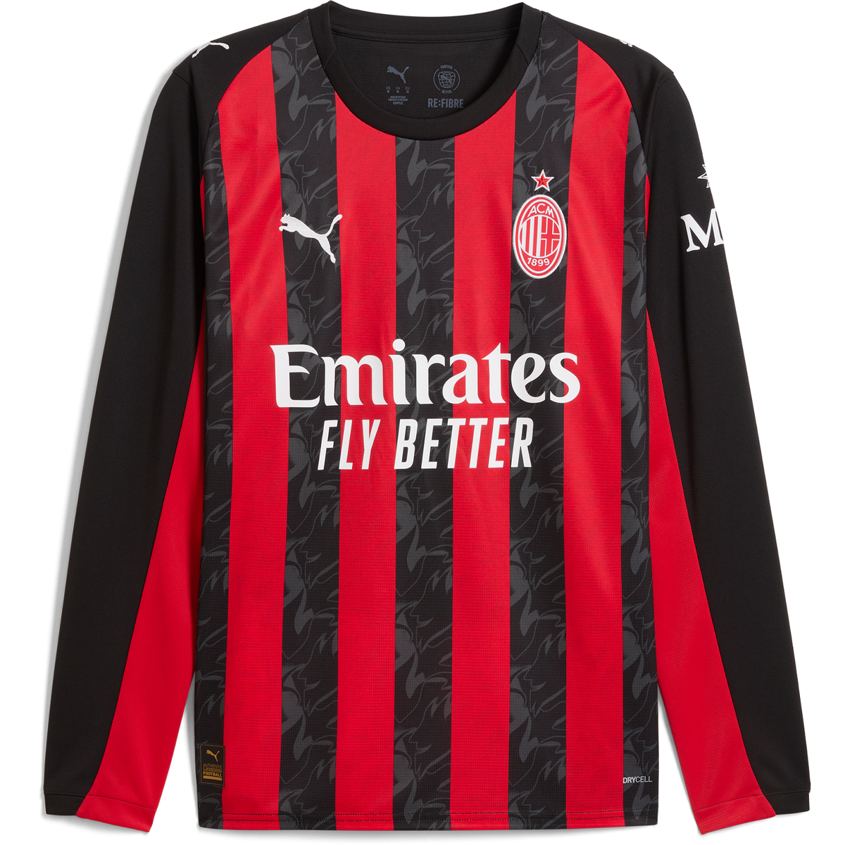 puma Ac Milan 2025 26 Men’s Long Sleeve Home Stadium Jersey