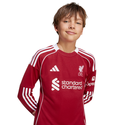 adidas Liverpool FC 2025 26 Youth Home Long Sleeve Stadium Jersey