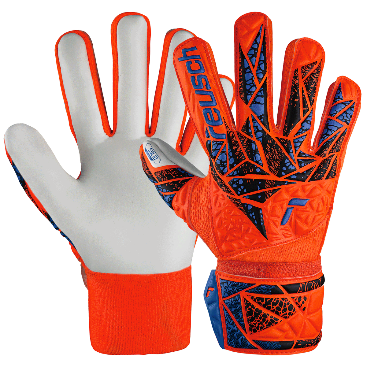 reusch Attrakt Solid Finger Support Youth Goalkeeper Gloves Orange Blue