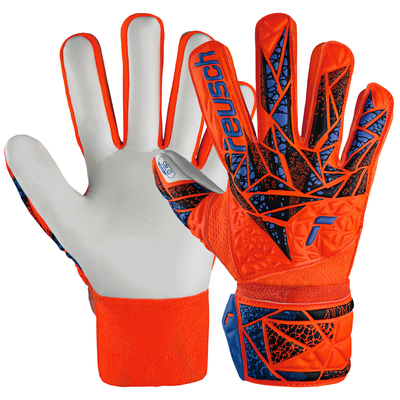 reusch Attrakt Solid Finger Support Youth Goalkeeper Gloves Orange Blue