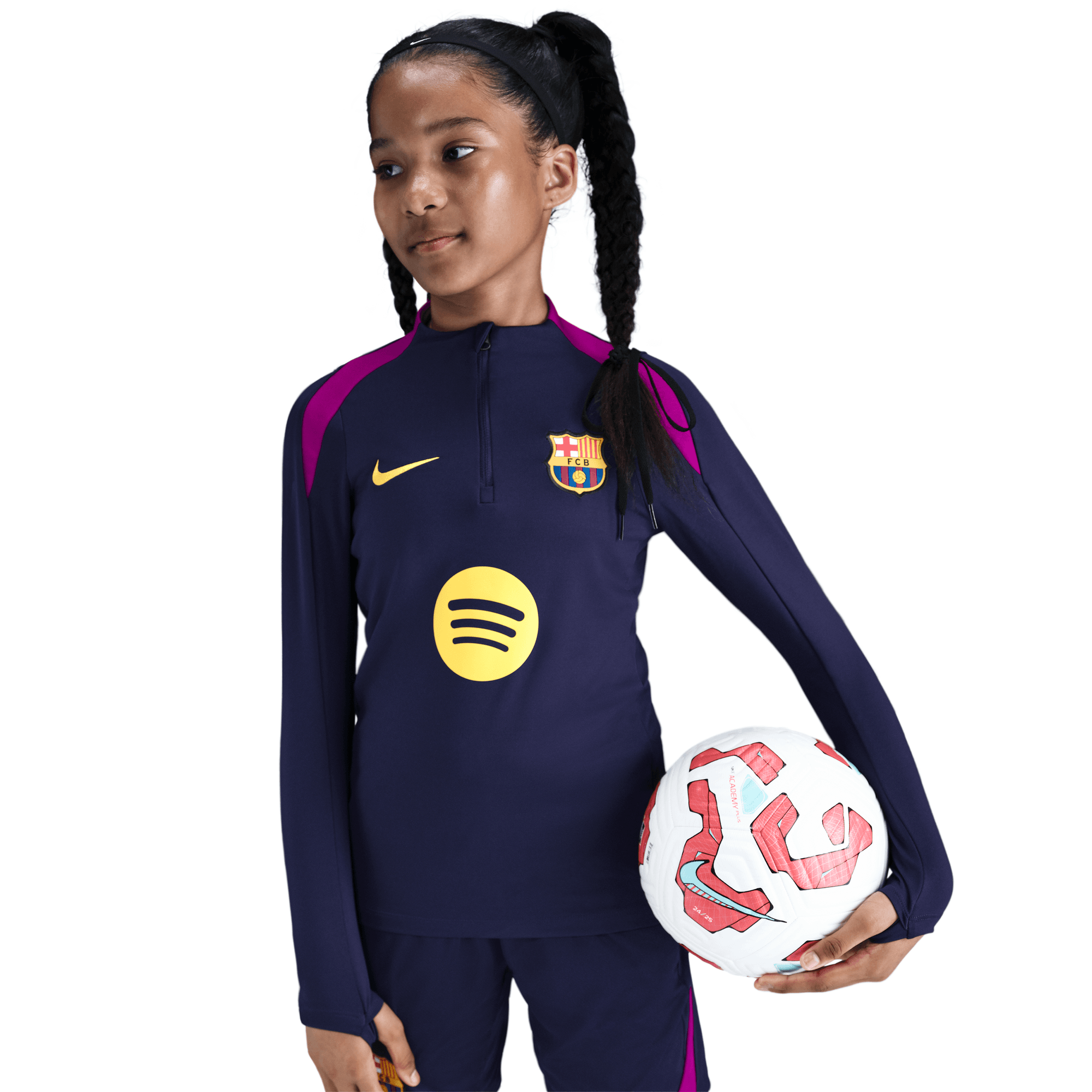 nike FC Barcelona Youth Dri Fit Strike Drill Top Imperial Purple Vivid Purple Midwest Gol