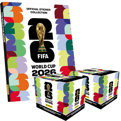 Panini FIFA World Cup 2026™ Official Sticker Bundle - Hardcover Album + 2 Sticker Boxes (50 Count Each)