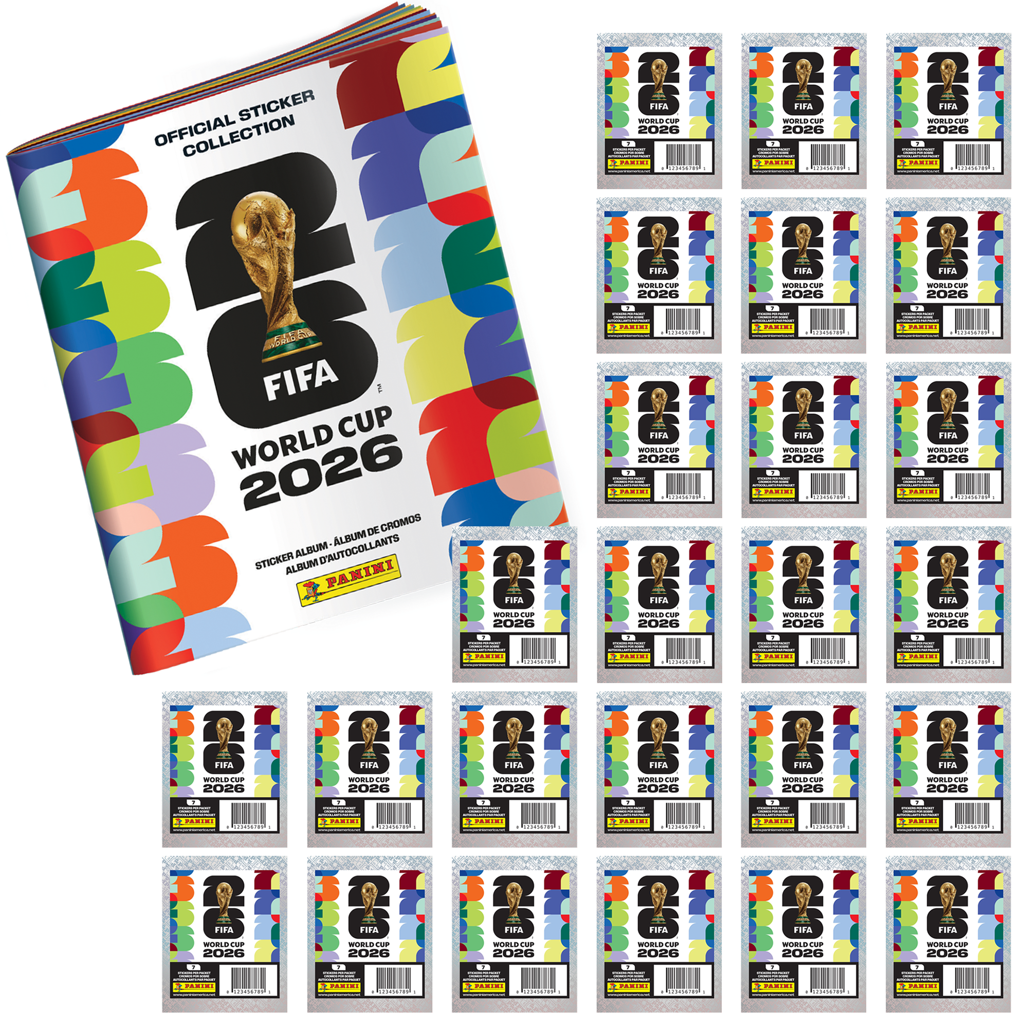 Panini FIFA World Cup 2026™ Official Sticker Bundle - 25 Sticker Packs + 1 Soft Cover Album