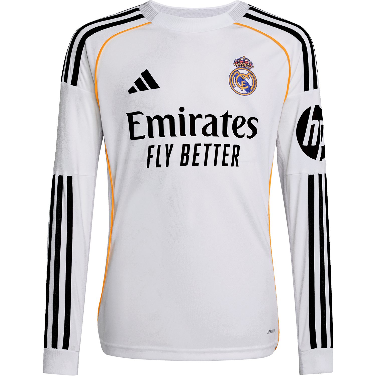adidas Real Madrid 2025-26 Youth Home Long Sleeve Stadium Jersey